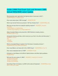 Inside LVMH Final Exam Quiz and Answers 100%  Solved 2025/2026 Latest Update