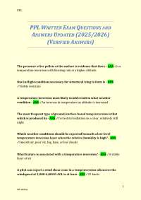 PPL WRITTEN EXAM QUESTIONS AND ANSWERS UPDATED (2025/2026) (VERIFIED ANSWERS)