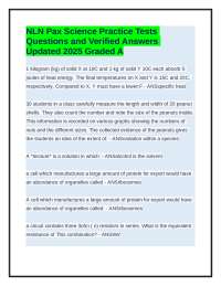 NLN Pax Science Practice Tests Questions & Answers 2025-2026 Rated A