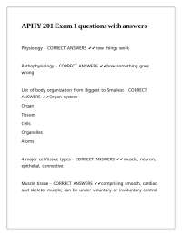 APHY 201 Exam 1 questions with answers