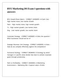BYU Marketing 201 Exam 1 questions with answers