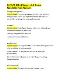 MGMT 3004 Chapters 1-6 Exam Questions And Answers
