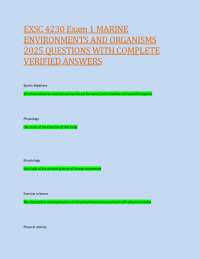 EXSC 4230 Exam 1 MARINE ENVIRONMENTS AND ORGANISMS 2025 QUESTIONS WITH COMPLETE VERIFIED A
