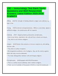 VIID – Immunology Test Bank Study Questions &Answers Latest 2025-2026