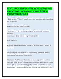 NLN-PAX Science Test Bank Questions & Answers Latest 2025-2026 Rated A