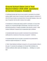 Ground School Gleim Unit 4 Test Newest Edition 2025-2026. Questions & Correct Answers.