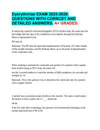 Dysrythmias EXAM 2025-2026.  QUESTIONS WITH CORRCET AND  DETAILED ANSWERS. A+ GRADED.