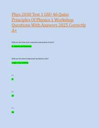 Phys 2030 Test 1 GSU 46 Quizs Principles Of Physics 1 Workshop Questions With Answers 2025