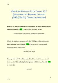 PRE-SOLO WRITTEN EXAM CESSNA 172 QUESTIONS AND ANSWERS UPDATED (2025/2026)