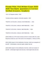 Private Pilot: FAA Written Exam 2025-2026 Test Bank. Questions & Correct Verified Answers.