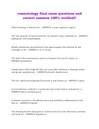 cosmetology final exam questions and correct answers 100% verified!!