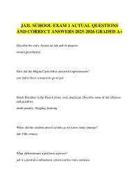 JAIL SCHOOL EXAM 1 ACTUAL QUESTIONS AND CORRECT ANSWERS 2025-2026 GRADED A+