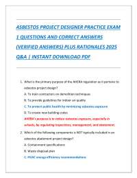 ASBESTOS PROJECT DESIGNER PRACTICE EXAM  1 QUESTIONS AND CORRECT ANSWERS  (VERIFIED ANSWER