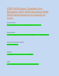 STAT 2020 Exam 1 Statistics For Biologists 2025-2025 Questions With Well Solved Answers Ac