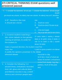 ATI CRITICAL THINKING EXAM questions well answered passed