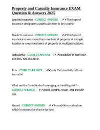 Property and Casualty Insurance EXAM Question & Answers 2025
