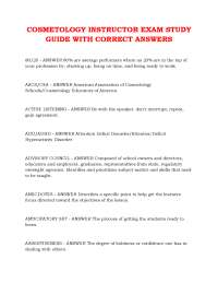 COSMETOLOGY INSTRUCTOR EXAM STUDY GUIDE WITH CORRECT ANSWERS