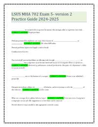 LSUS MHA 702 Exam 5- version 2 Practice Guide 2024-2025