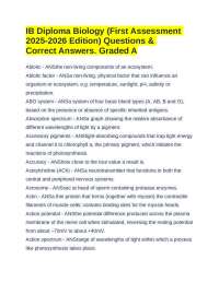 IB Diploma Biology (First Assessment 2025-2026 Edition)Questions & Correct Answers.Grade A