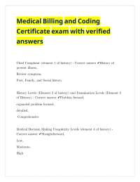 Medical Billing and Coding Certificate exam with verified detailed answers