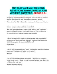 FNP 654 Final Exam 2025-2026.  QUESTIONS WITH CORRCET AND  VERIFIED ANSWERS. GRADED A+.