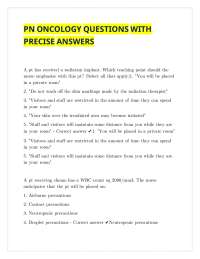 PN ONCOLOGY QUESTIONS WITH PRECISE ANSWERS