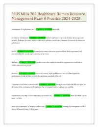 LSUS MHA 702 Healthcare Human Resource Management Exam 6 Practice 2024-2025