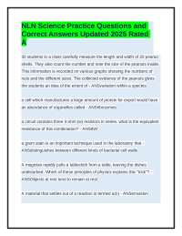 NLN Science Practice Questions and Answers Updated 2025-2026 Rated A
