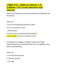 LHRD 2724 - Midterm (Quizzes 1-3) (Gibbons, LSU) Exam Questions And Answers