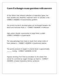 Gases Exchanges exam questions with answers