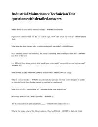 Industrial Maintenance Technician Test Questions and Answers