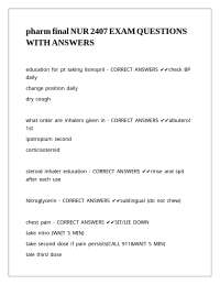 pharm final NUR 2407 EXAM QUESTIONS WITH ANSWERS