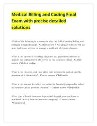 Medical Billing and Coding Final Exam with precise detailed solutions