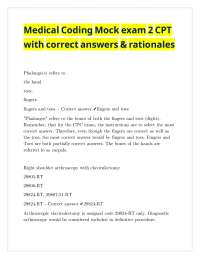 Medical Coding Mock exam 2 CPT with correct answers & rationales