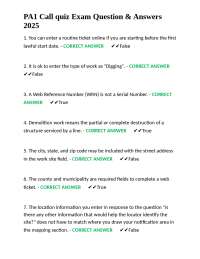 PA1 Call quiz Exam Question & Answers  2025