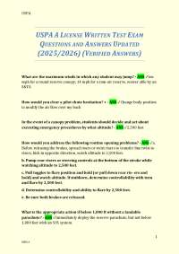 USPA A LICENSE WRITTEN TEST EXAM QUESTIONS AND ANSWERS UPDATED (2025/2026)