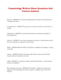Cosmetology Written Exam Questions And Correct Answers
