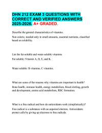 DHN 212 EXAM 3 QUESTIONS WITH  CORRECT AND VERIFIED ANSWERS  2025-2026. A+ GRADED.