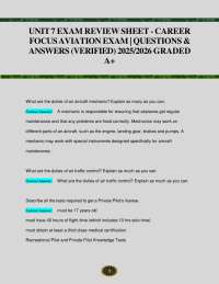 UNIT 7 EXAM REVIEW SHEET - CAREER FOCUSAVIATION EXAM | QUESTIONS & ANSWERS (VERIFIED) 2025