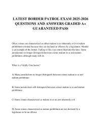 LATEST BORDER PATROL EXAM 2025-2026 QUESTIONS AND ANSWERS GRADED A+ GUARANTEED PASS