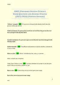 UDEE (UNIFORMED DIVISION ENTRANCE EXAM) QUESTIONS AND ANSWERS UPDATED (2025/2026)