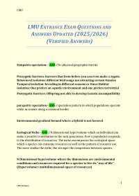 LMU ENTRANCE EXAM QUESTIONS AND ANSWERS UPDATED (2025/2026) (VERIFIED ANSWERS)