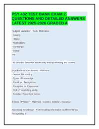 PSY 402 TEST BANK EXAM 2 Q & A LATEST 2025-2026 GRADED A