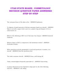 UTAH STATE BOARD_ COSMETOLOGY REVISION QUESTION PAPER ANSWERED STEP BY STEP