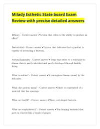 Milady Esthetic State board Exam Review with precise detailed answers