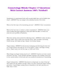 Cosmetology Milady Chapter 17 Questions With Correct Answers 100% Verified!!