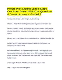 Private Pilot Ground School Stage One Exam Gleim 2025-2026. Questions & Correct Answers.