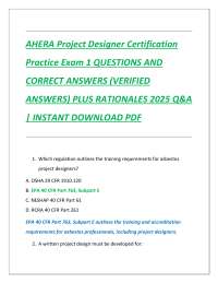 AHERA Project Designer Certification  Practice Exam 1 QUESTIONS AND  CORRECT ANSWERS (VERI