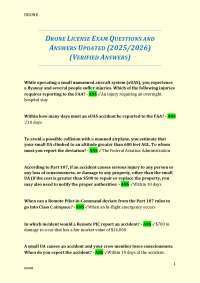 DRONE LICENSE EXAM QUESTIONS AND ANSWERS UPDATED (2025/2026) (VERIFIED ANSWERS)