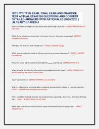 FCTC WRITTEN EXAM, FINAL EXAM AND PRACTICE  TEST ACTUAL EXAM 250 QUESTIONS AND ANSWERSE